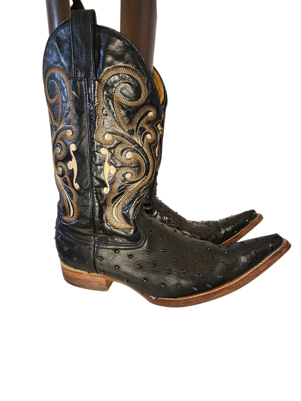 CARRETA BOOTS MEXICAN TRIBAL LONG POINTED OSTRICH WESTERN COWBOY SZ US 11.5
